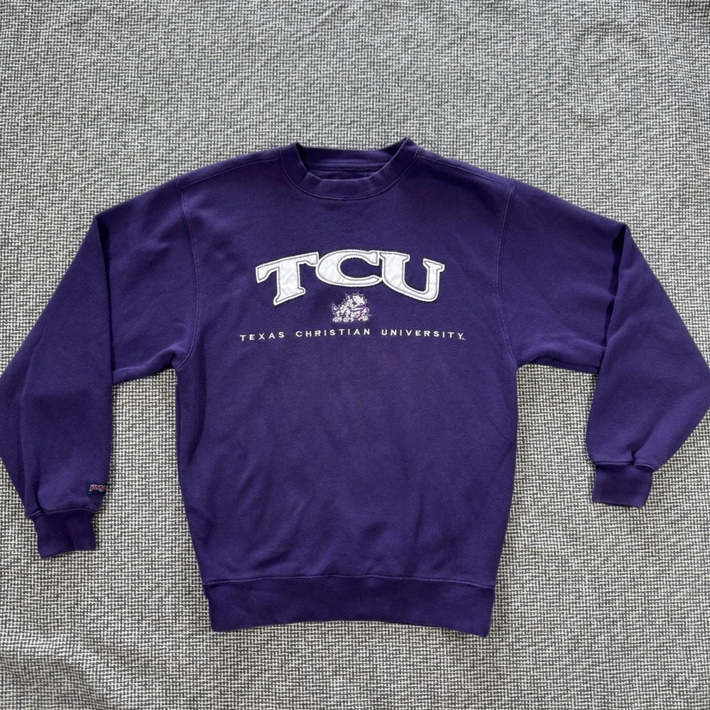 Vintage Jansport TCU Texas Christian University Purple Crewneck Sweatshirt Small